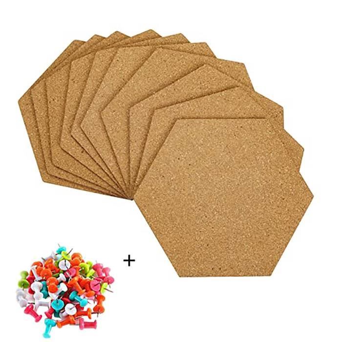 Lot De 10 Panneaux En Liège Hexagonaux Autocollants - Tableau D'affichage Pour Photos Et Notes - Marron