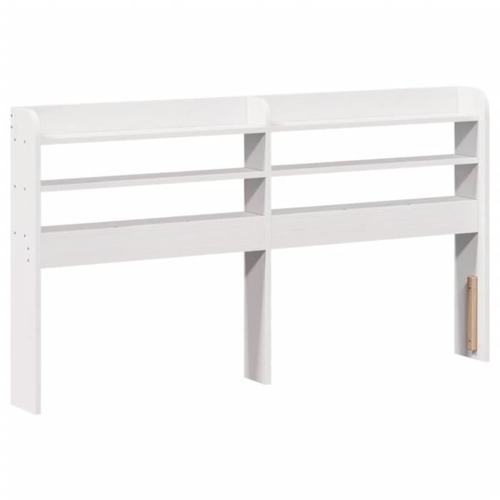 Tête de lit avec étagères blanc 160 cm bois massif de pin -BK850945 (PLA)