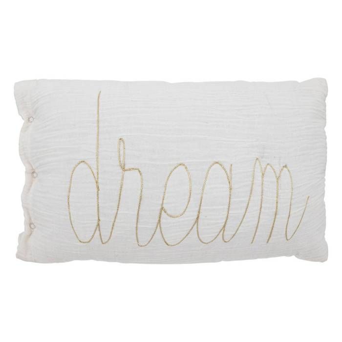 Coussin rectangulaire Lili en gaze de coton 50x30cm blanc - Atmosphera Créateur dintérieur