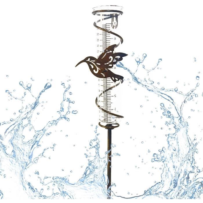 Pluviomètre En Spirale Pour Colibri - Jauge De Pluie Verre Et Métal Pour Jardin Extérieur