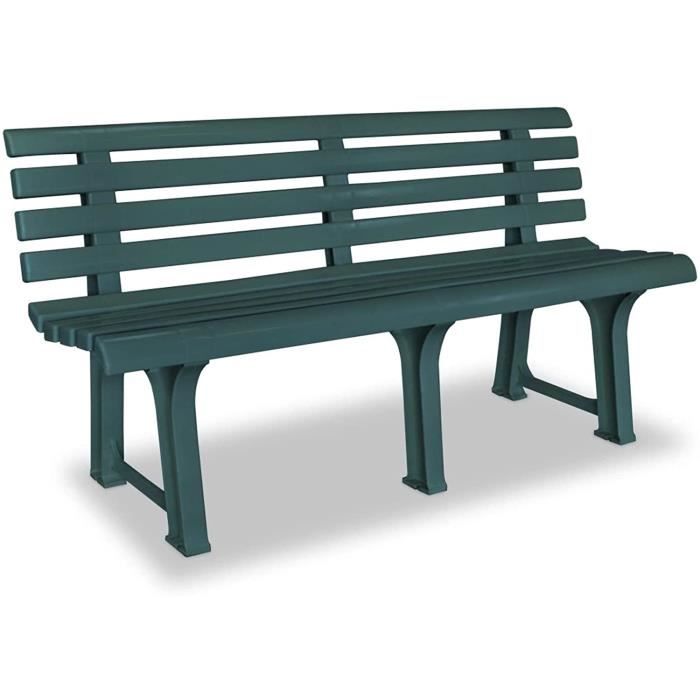 Banc de Jardin 145 5 cm Plastique Vert Banc de Patio Banc de Terrasse Meuble de Jardin Parc Extérieur Résistance aux Intempérie