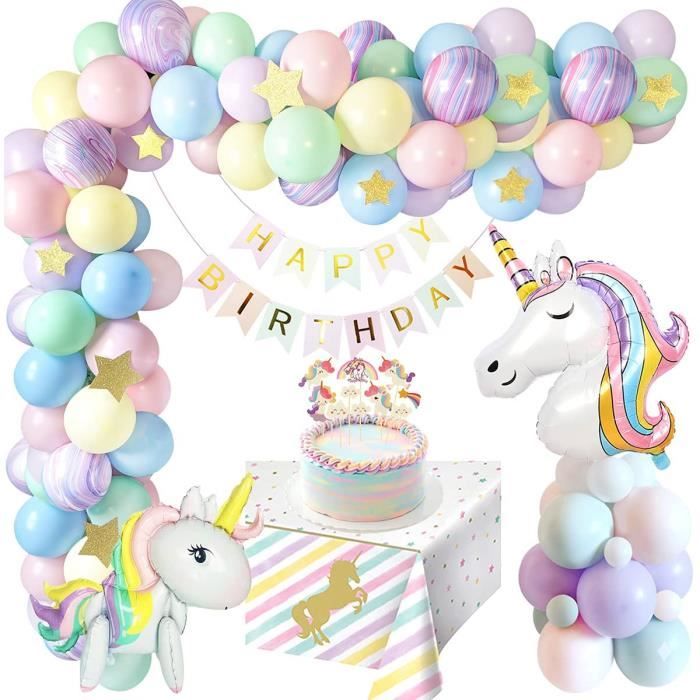 GYHWOFUL Set De Ballons Licorne 3D – Licorne Debout 66 Cm + Ballon Rond 45 Cm – Décoration Anniversaire – Aluminium Brillant