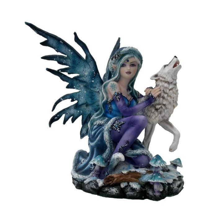 Statue Ou Statuette Fee Bleue Avec Loup Hauteur Environ 16 Cm Livraison Gratuite Cdiscount Maison