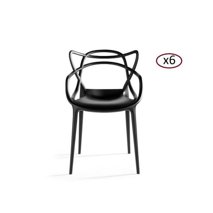 Lot De 6 Chaises Design Master Noires Cdiscount Maison