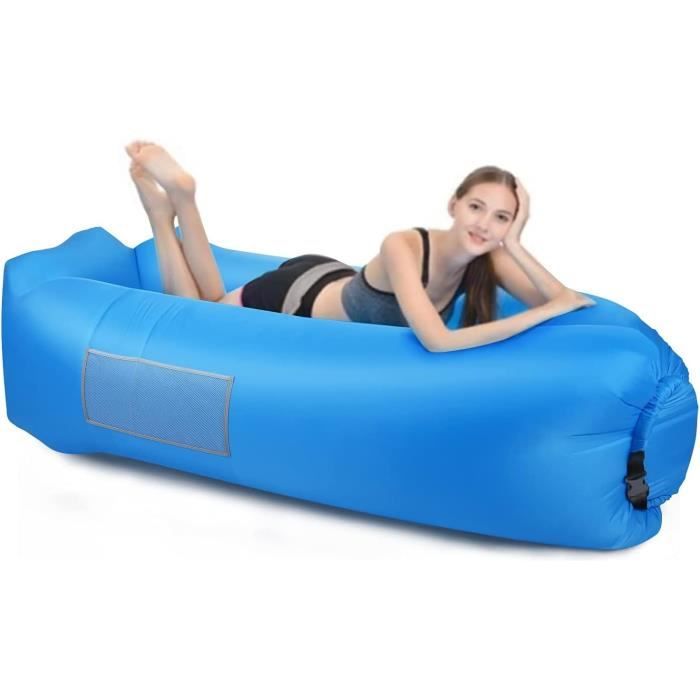 Hamac Gonflable,Sofa D'air Imperméable à L'eau Avec Le Paquet Portatif,pour Camping,Jardin,Parties De Piscine Et De Plage(Bleu) - Jardin
