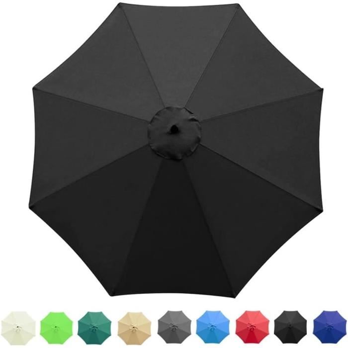 Toile De Rechange Pour Parasol 2m / 2.7m / 3m – Housse Polyester UV50+ Imperméable 6/8 Baleines, Gris (8 Baleines)