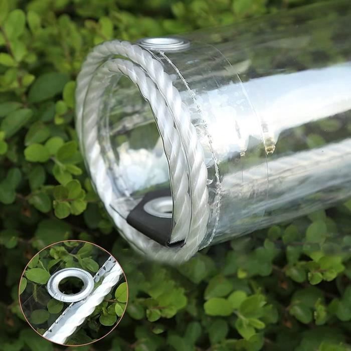 Bâche Transparente 2x1m Avec Oeillets - Protection Étanche Pour Meubles De Jardin, Serre Ou Bois - Extérieur