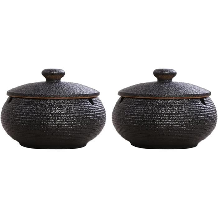 Lot De 4 Cendriers En Métal Style Tonneau - Avec Couvercle - Pour Intérieur Et Extérieur