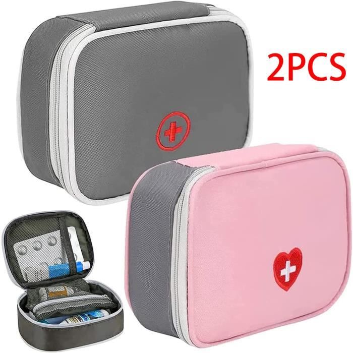 Trousse Secours Vide 3 Pièces Avec Coupe-Comprimé - Sac Rangement Portable Pour Médicaments Voyage, Maison, École Et Camping