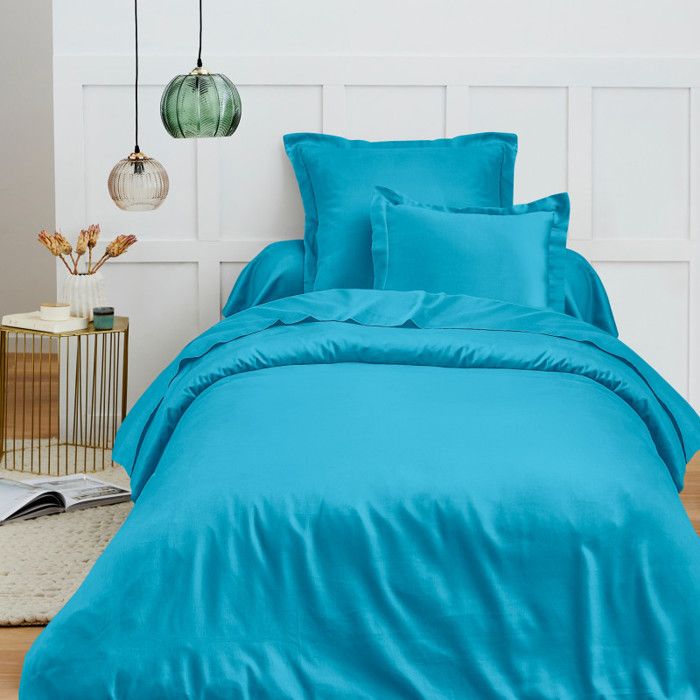 Housse de couette 140 x 200 cm Prémium pour lit 1 place - Prémium Cyan Housse de couette 140 x 200 cm Prémium pour lit 1 place - Prémium Cyan