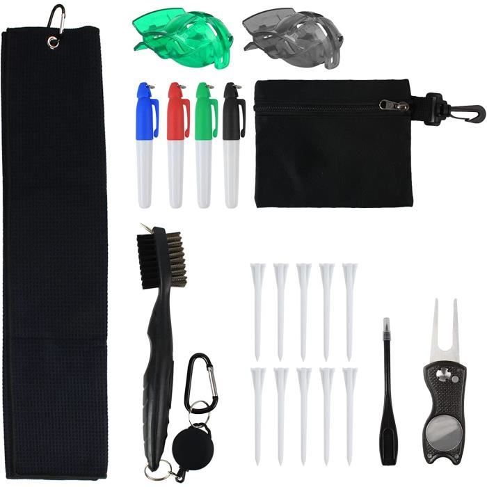 Golf Essentials Kit Brosse de Nettoyage pour Serviette Kit d'alignement
