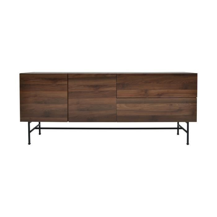 koto-bahut-2-portes-2-tiroirs-d-cor-marron-pieds-m-tal-noir-l-177