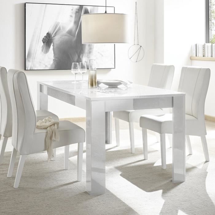 Table a manger 180 cm blanche laqué design NERINA L 180 x P 90 x H