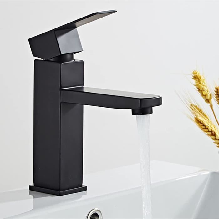 Robinet De Lavabo Minimaliste Moderne, Robinet De Salle De Bain Monotrou Robinet De Toilette Noir Mat 98556448