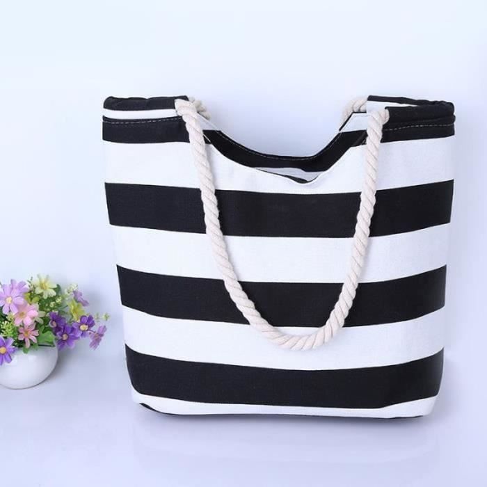 Sac Tote Paul Smith Concertina Rayé Noir - Femme - Neuf Avec étiquettes