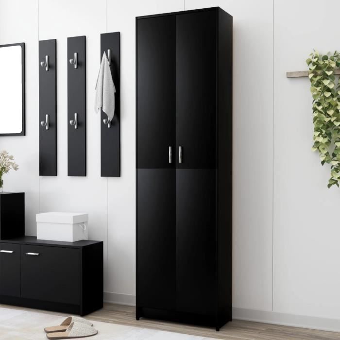 luxueux armoire de chambre garde-robe -scandinave armoire penderie de couloir noir 55x25x189 cm aggloméré ♫64478