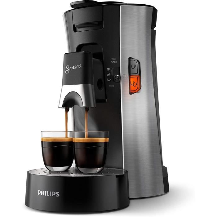 Machine à café dosettes SENSEO select - Philips CSA250/11 - Modèle premium acier brossé - Noir