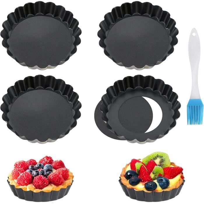 Moule À Tarte, 4 Pièces 10Cm Antiadhésifs De À Quiche, Moule À Tartelette Individuel En Acier