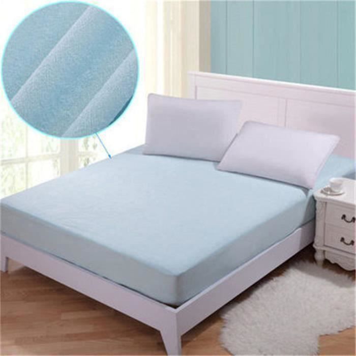 Alèse-protège matelas anti-acarien et imperméable Bleu 200x200cm S05369