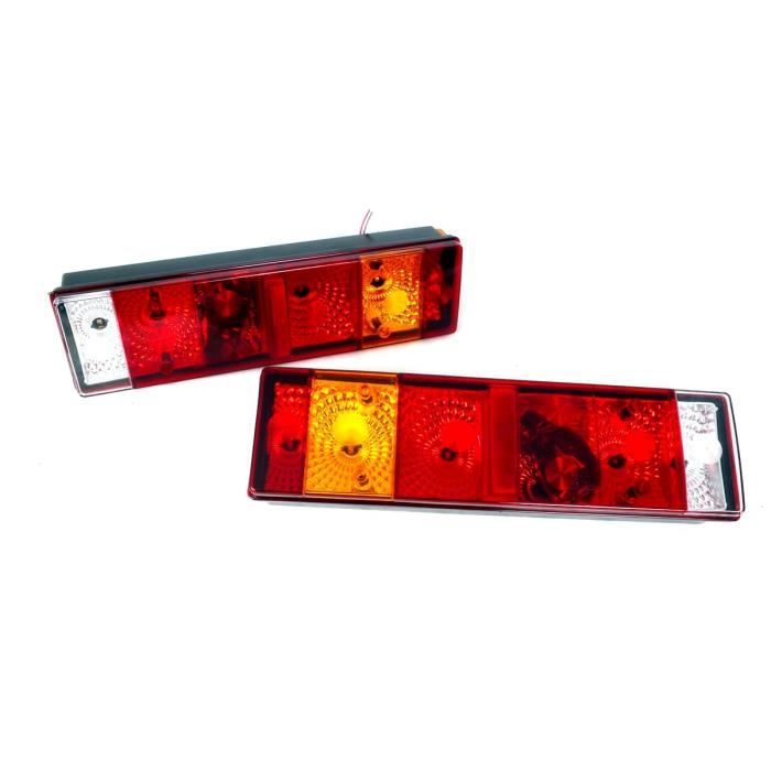 2x Feux Arrière 12V 24V Châssis Camping-Car Camion Caravane Remorque Benne Camionnette 470mm Ampoules Operarting