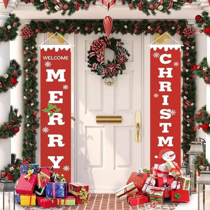 BUZIFU Bannière Joyeux Noël, Merry Christmas Banner Rouge, Décoration