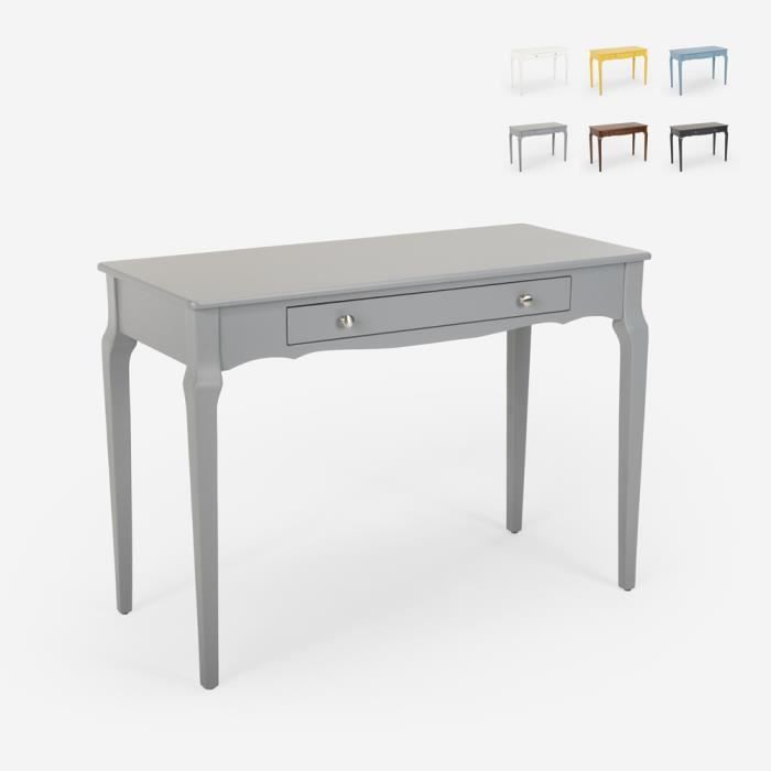 Console de bureau élégante et fonctionnelle en bois shabby chic 106x47cm Toscano, Couleur: Gris