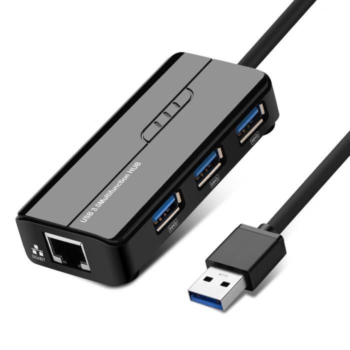 Hub USB Réseau Adaptateur 3 Ports USB 3.0 RJ45 Lan Gigabit Ethernet ...