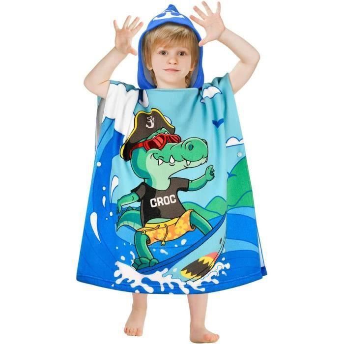 Lot De 3 Capes De Bain Bébé Avec Capuche - 80x80 Cm - Tissu Corail Super Absorbant - Motifs Animaux