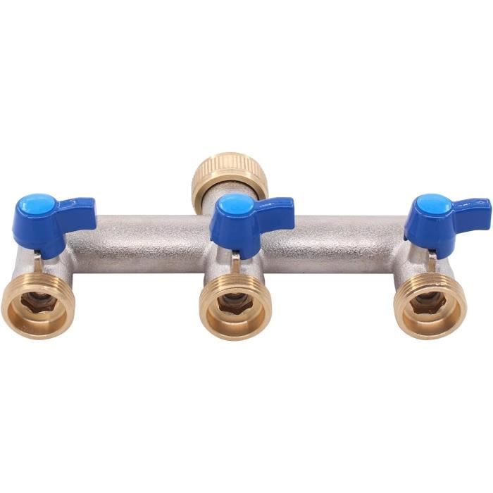 Derivation Arrosage Distributeur D'Eau 3 Voies En Laiton Pour 3 Appareils- Tuyaux De Jardin Programmateur Arrosage 2 Voies