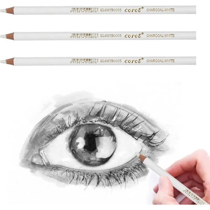 Ensemble 16 Crayons Charbon De Bois Professionnels Jwthee - Crayons Fusain Ombrage Extra Doux