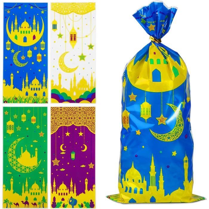 50Pcs Sachet Bonbon Ramadan Sac Cadeau Eid Mubarak 4 Styles Pochette En