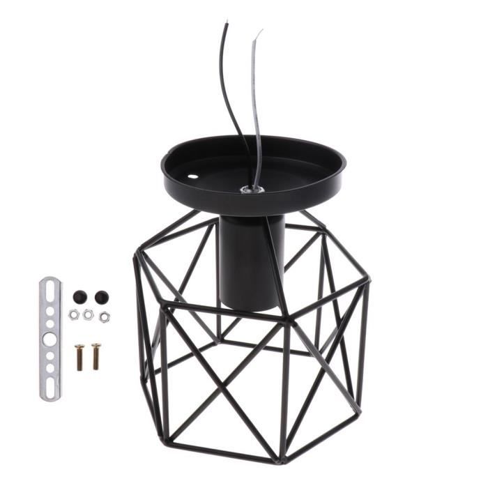 3 Abat-jour Cage Noir E27/E14 - Style Industriel 160mm - Pour Luminaire Vintage