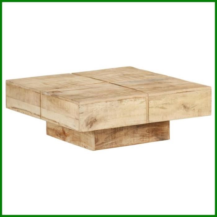 Table basse - CUQUE - 80x80 cm - Bois de manguier massif - Finition naturelle - Montage requis