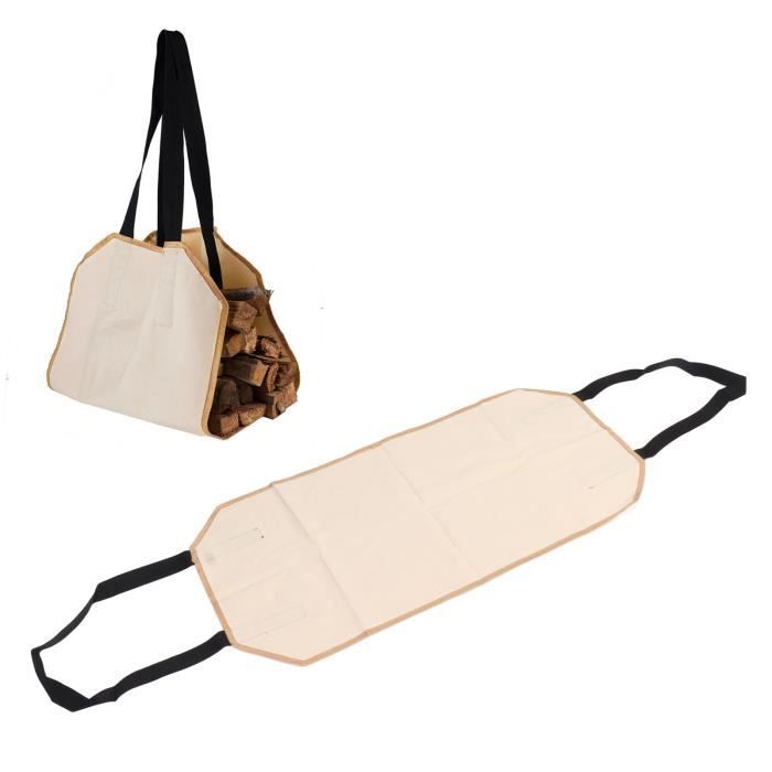 Sac De Transport Pour Bois De Chauffage En Toile - Résistant à L'eau, Poignées Renforcées - Pliable, Idéal Camping, Cheminée