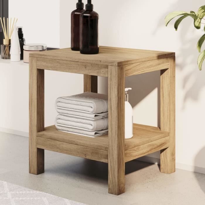 Banc De Douche En Teck Perfnique 38 Cm - Tabouret De Salle De Bain, Stable, Résistant à L'Humidité, Pour Shower Ou Sauna