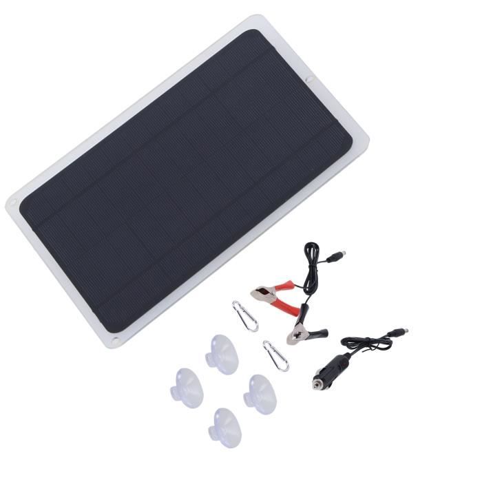 Panneau Solaire Portable 15W 12V - Chargeur Solaire étanche IP65 Avec Pinces Crocodile