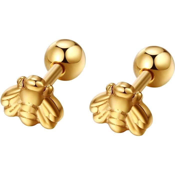 Boucles D'oreilles Homme Or Jaune 18k Avec Diamant Bleu - Limor - Neuf Avec étiquettes