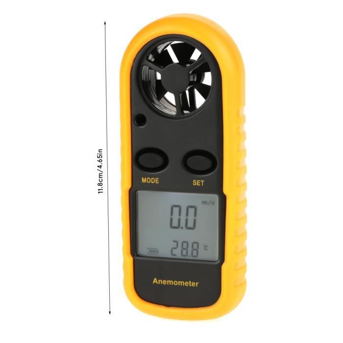 Anémomètre numérique portable Indicateur de vitesse du vent Indicateur de température de la vitesse du flux bricolage (anemometre