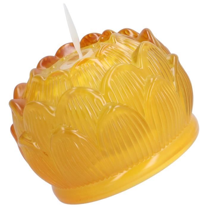 Lampe Fleur LED Imitation Verre Lumière Jaune Bougie Lectronique D Coration Fleur De Lotus Pour Maison Bureau Jaune