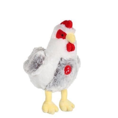 Gipsy Toys - Poule Sonore Grise & Blanche - 22 cm