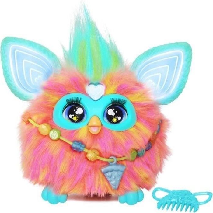 Furby corail, 15 accessoires, peluche interactive pour filles et garçons, animatronique activé par l