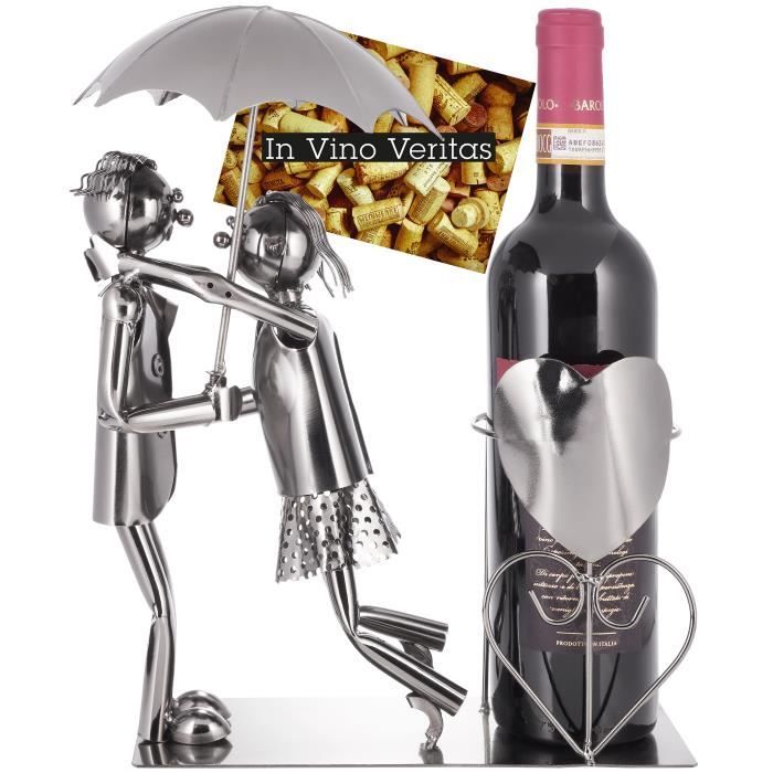 Sculpture en Métal Idée cadeau Couple d’amoureux BRUBAKER Porte-bouteille de Vin décoratif 