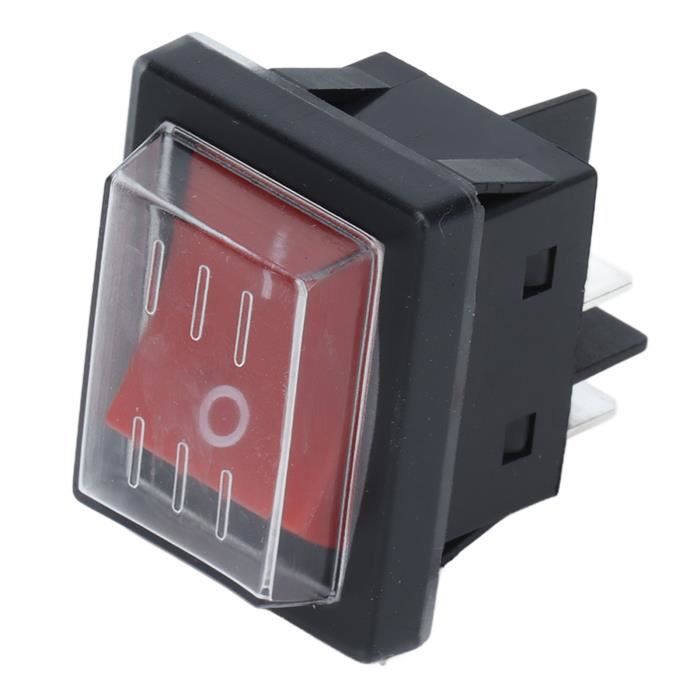 Interrupteur électrique Avec Voyant DEL Rouge 30A 250V - 4 Broches, Taille 29x22mm, Neuf Sous Blister, Origine Chine
