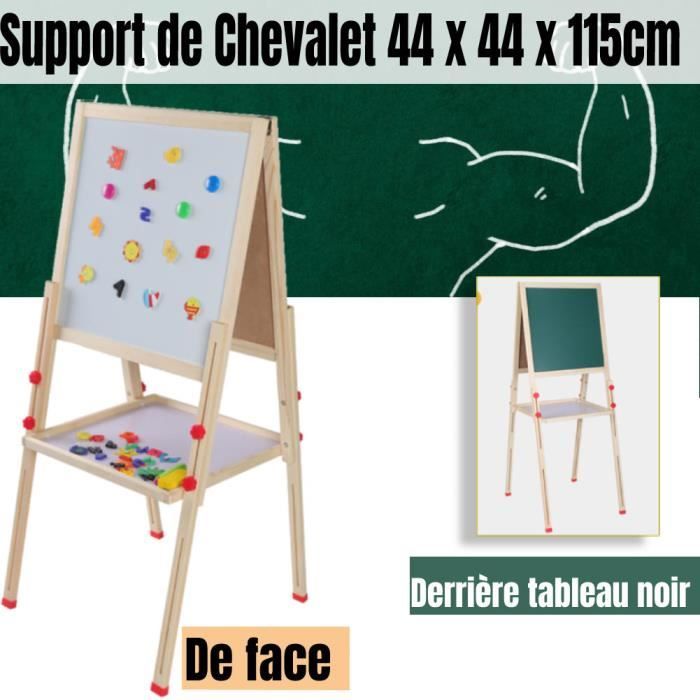 Chevalet Réglable 95-115 Cm Maternelle Chevalet Enfant 3 En 1 Avec Tableau Double Face, Rangement Et Kit De Dessin - Réglable De 95 à 115 Cm Tableau Noir Et Blanc Enfant Avec Rangement