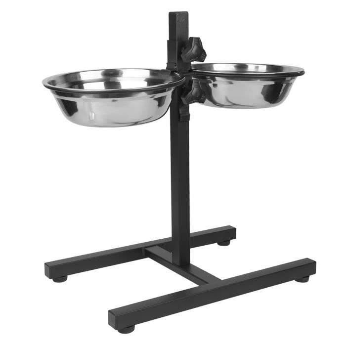 Comparer les prix de Gamelle double pour chiens - JEOBEST - Réglable en hauteur - Capacité 18L - Acier inoxydable noir