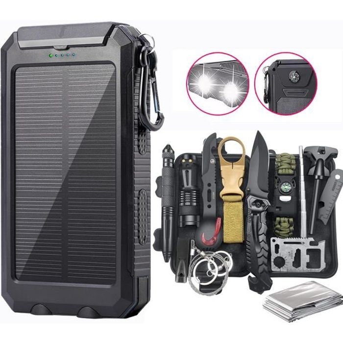 Kit De Survie 32-en-1 – Multifonction Pour Camping, Randonnée, Urgence – Noir