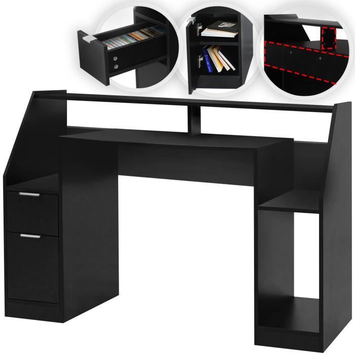 bureau d'ordinateur miadomodo® - multi-rangements, design moderne, noir