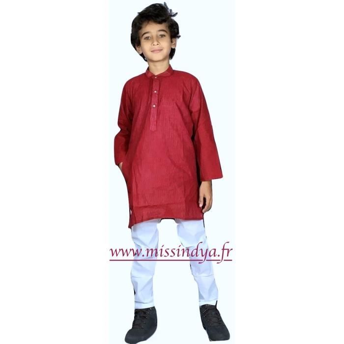 KURTA garçon tenue enfant ROUGE indien bollywood déguisement