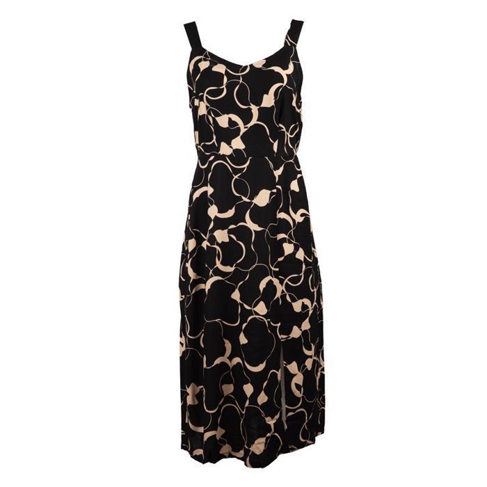 Robe longue femme rouge grise imprimée à bretelles fines