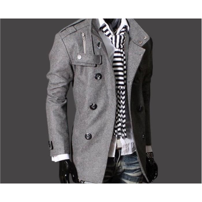 Manteau long hiver homme Caban long homme chaud Gris en laine Col montant  pas cher de qualité grande taille Veste blouson hiver Gris Gris - Cdiscount  Prêt-à-Porter